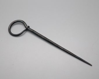 Large Loop Metal Hair Stick Hand Forged Blacksmith Made Hair Spike