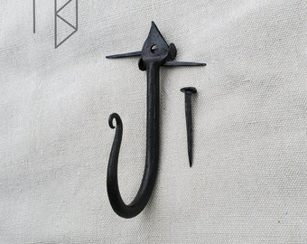 Hand Forged Steel Hook with Hand Forged Nail