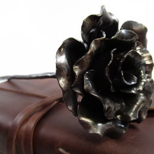 Blacksmith Made Iron Rose Sculpture Hand Forged Steel