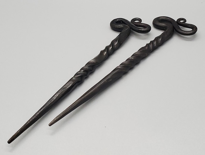 Metal Hair Stick Celtic, Viking Style, Hand Forged Steel Hair Spike image 5