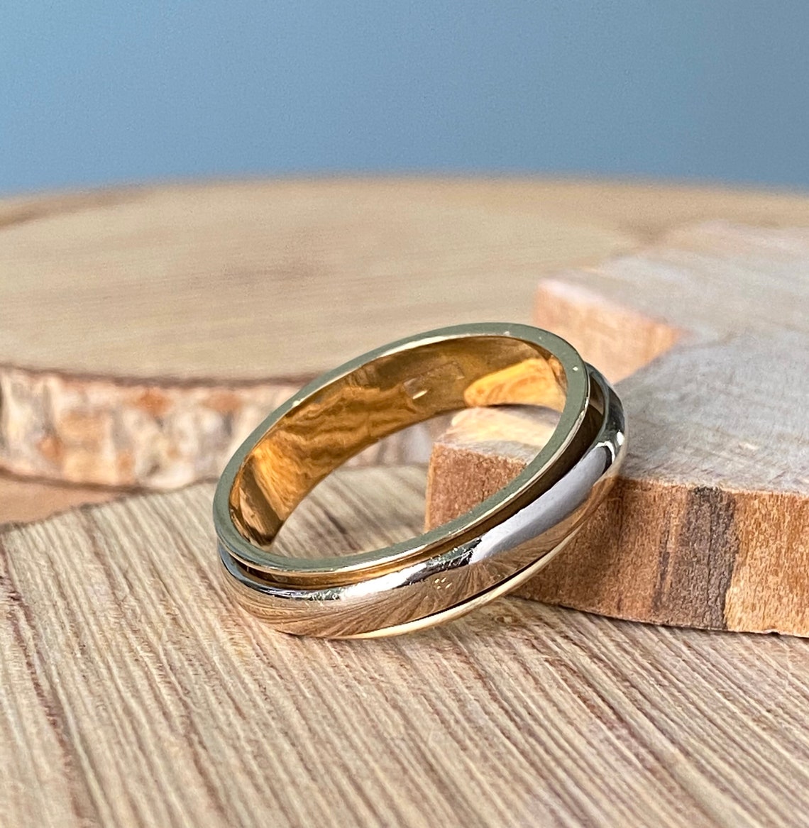 Gold 'fiddle' ring. European hallmarked 14K yellow and Etsy