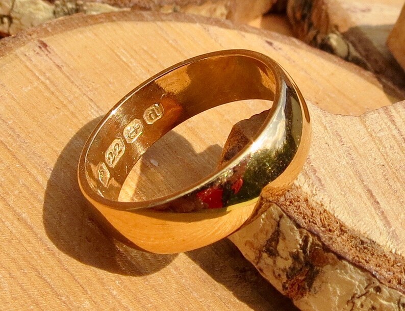 RESERVED for JON layaway 2 Antique 22K yellow wide gold band made in 1903. free resizing