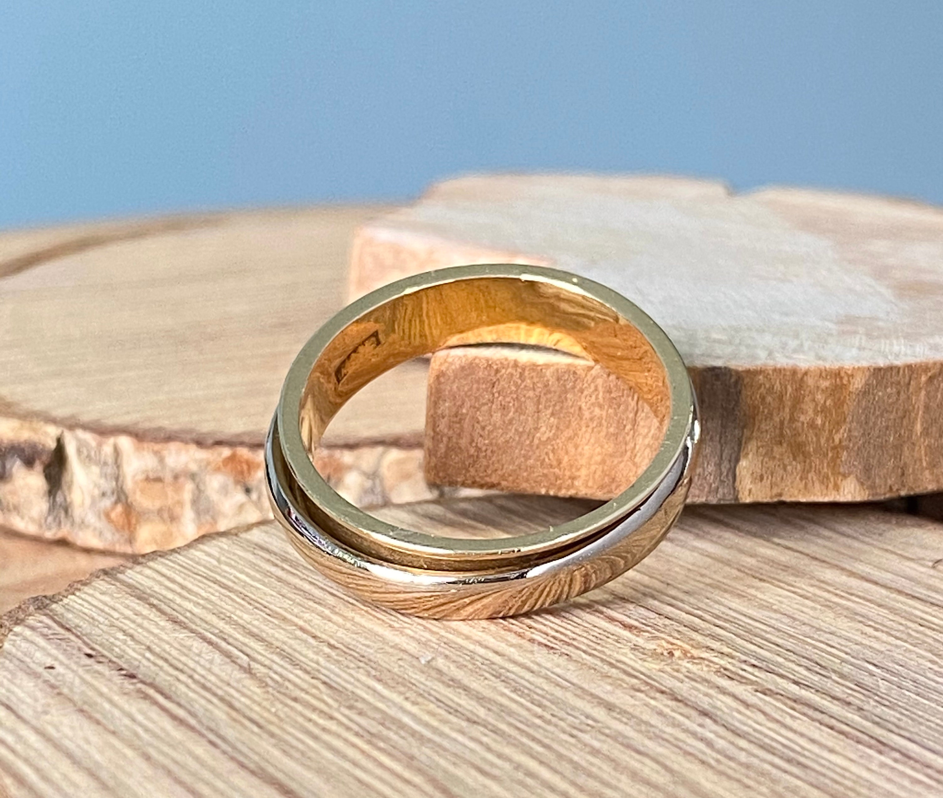 Gold 'fiddle' ring. European hallmarked 14K yellow and Etsy