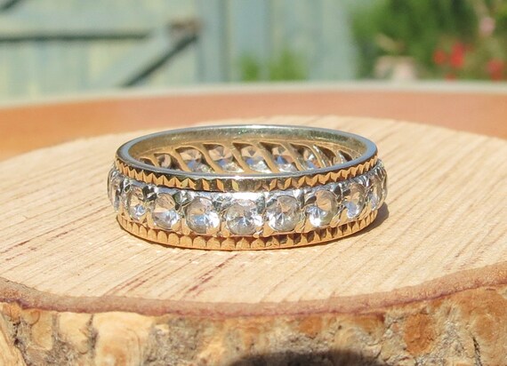 Gold Eternity Ring. A 9K Yellow Gold White Topaz Full Eternity | Etsy UK