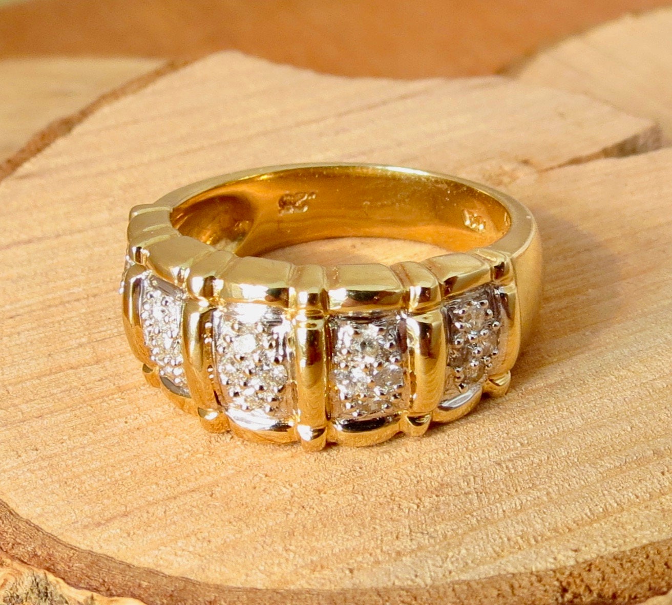 Wide Band Rings With Diamonds : Tiffany 18K Yellow Gold Diamond Wide ...