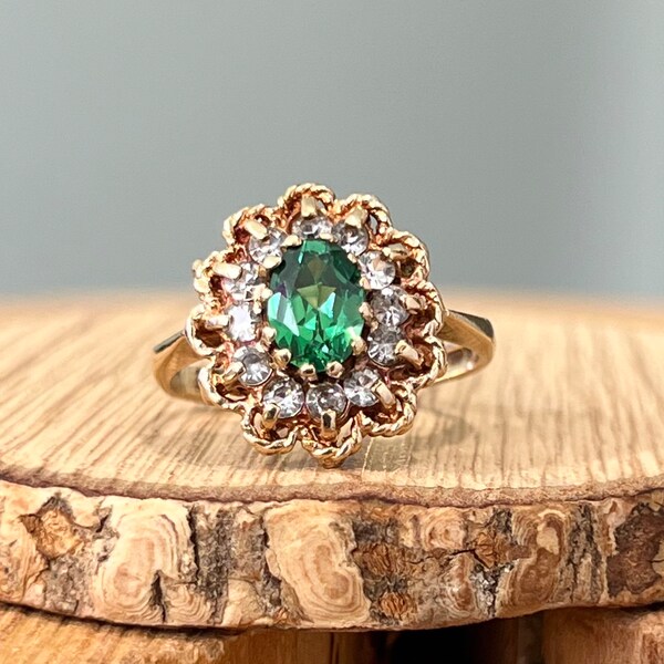 Green Stone Ring Etsy UK