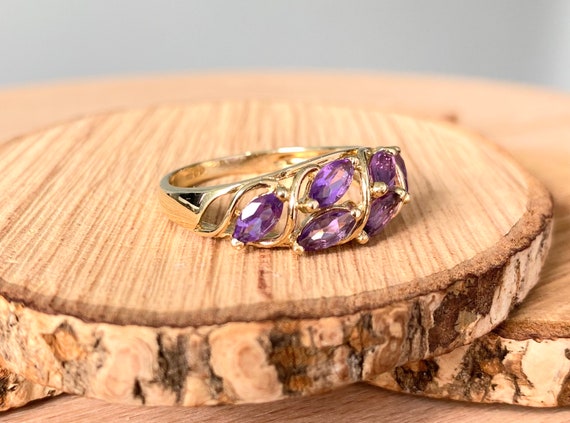 Gold amethyst ring. A 9k yellow gold amethyst mar… - image 4