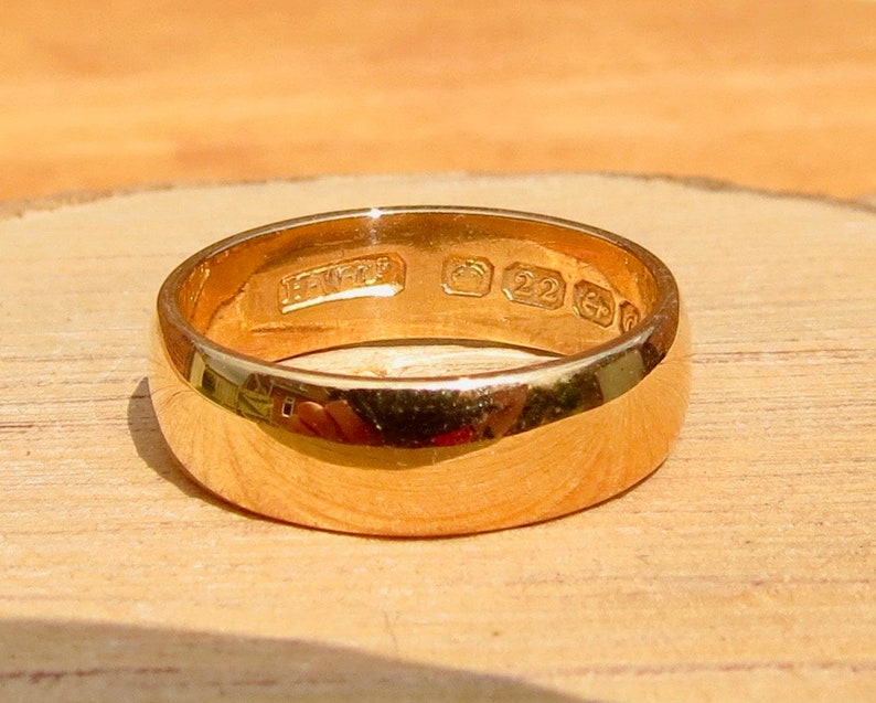 RESERVED for JON layaway 2 Antique 22K yellow wide gold band made in 1903. free resizing