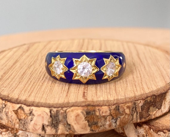 Enamel Segments Diamond Ring – 770 Fine Jewelry