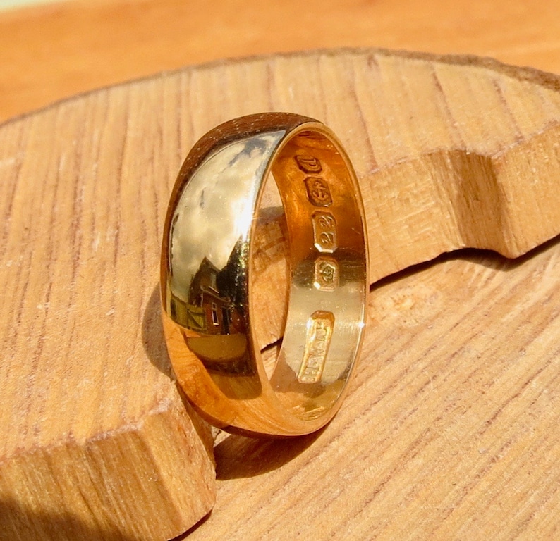 RESERVED for JON layaway 2 Antique 22K yellow wide gold band made in 1903. free resizing