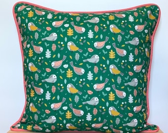 Bird Pillow Cover, Colorful Birds Pillow Cover, Kids Room Pillow Cover, Gender Neutral Pillow, Woodland Forest Pillow Cover, Bird and Flower