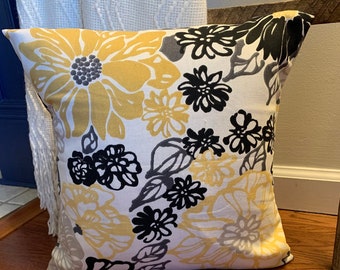 Yellow Black Pillow Etsy
