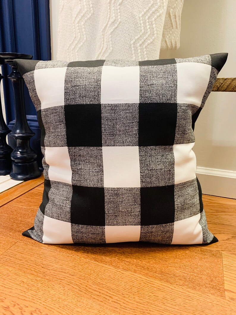 OUTDOOR Black Buffalo Check Pillow Cover Farmhouse Buffalo Etsy