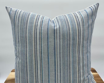 Blue Stripe Pillow Cover, ChiangMai Pillow Cover, Hmong Pillow Cover, Sofa Pillow, Striped Pillow Cover, Thailand Print, Nursery Pillow