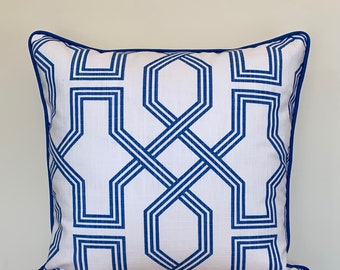 Blue and White Geometric Pillow Cover, Scott Living Ander Palace Pillow, Grandmillennial Decor, Blue and White Decor, Geometric Pillow