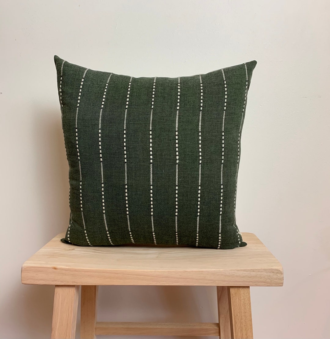 Green Stripe Pillow Cover 18x18 Hmong Pillow Cover Sofa Etsy
