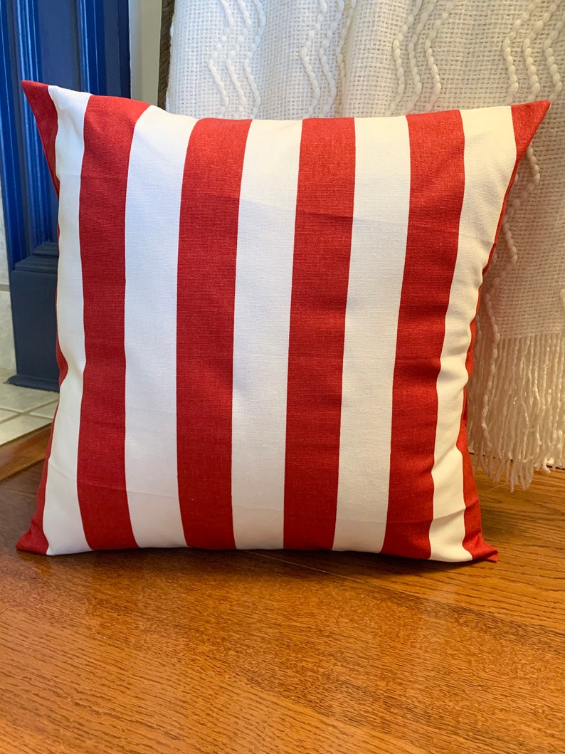 OUTDOOR Red Stripe Pillow Cover 4th of July Pillow OUTDOOR Etsy