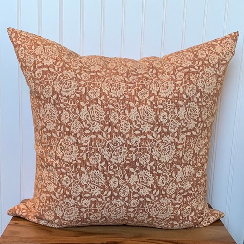 Handwoven Windowpane Terracotta Rust Pillow Cover Farmhouse Etsy