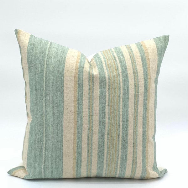 Green Stripe Pillow Cover, Sofa Throw Pillow, Striped Green Throw Pillows, Designer Throw Pillow Covers, Modern Farmhouse Pillow Cover