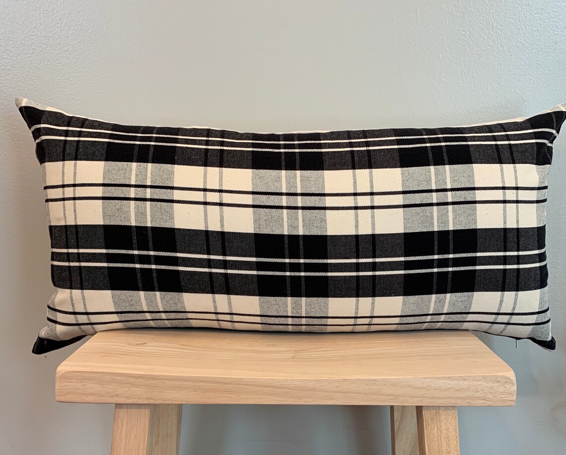 Black and Cream Lumbar Pillow Cover 14x28 Lumbar Pillow Etsy