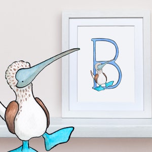 Animal Alphabet B is for... Nursery Art, New baby gift, Name illustration, nursery wall decor, kids bedroom 8x10" UNFRAMED print