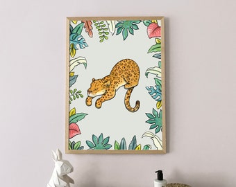 Jaguar Nursery Wall Decor | Jungle AnimalArt Print