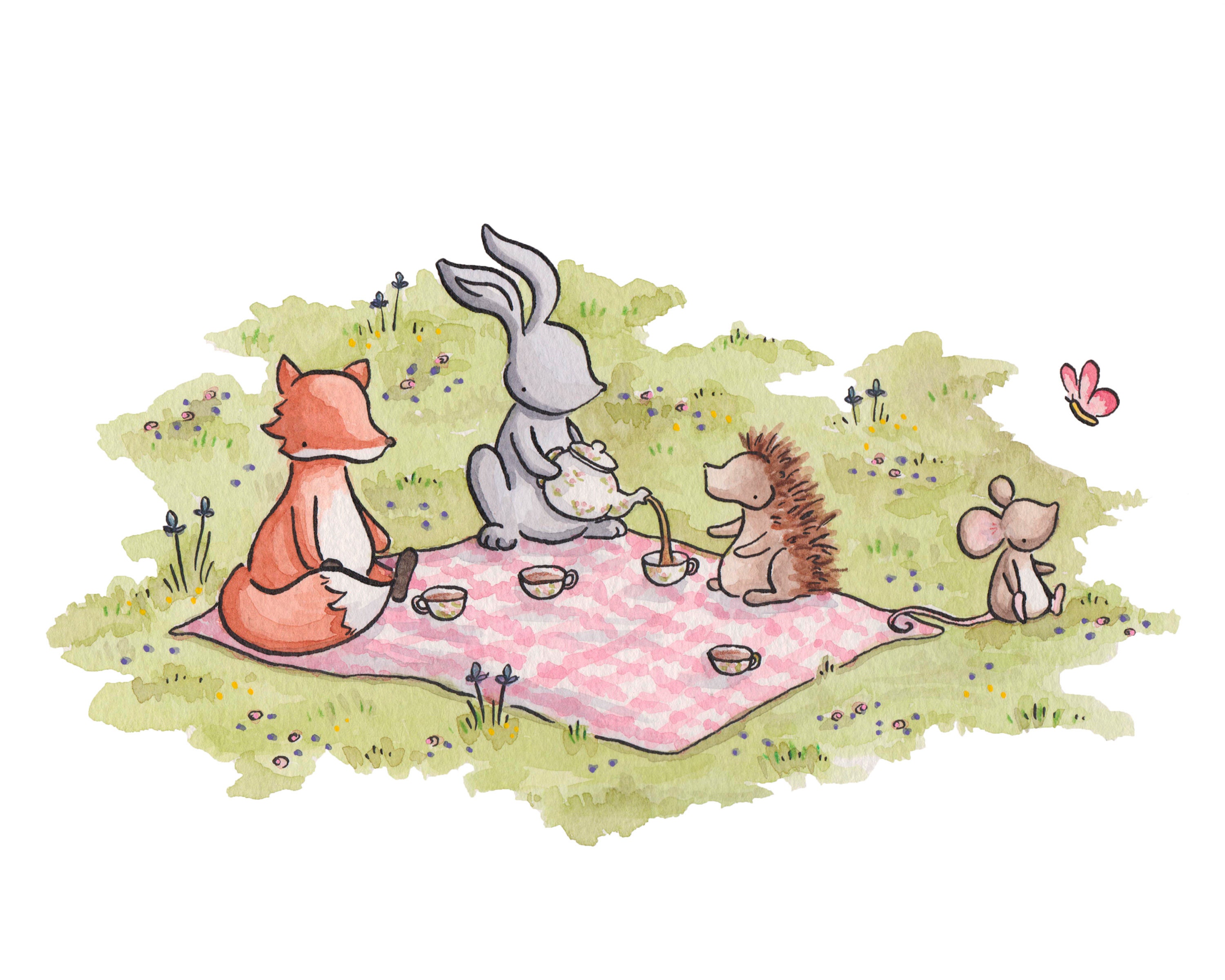 woodland-animal-tea-party-art-print-digital-prints-art-collectibles