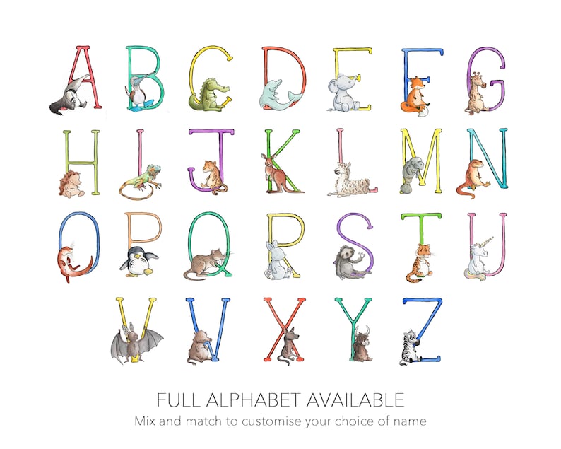 V is for Vampire Bat. Alphabet Nursery Art 8x10 mounted wall decor print. New baby gift. Name illustration image 5