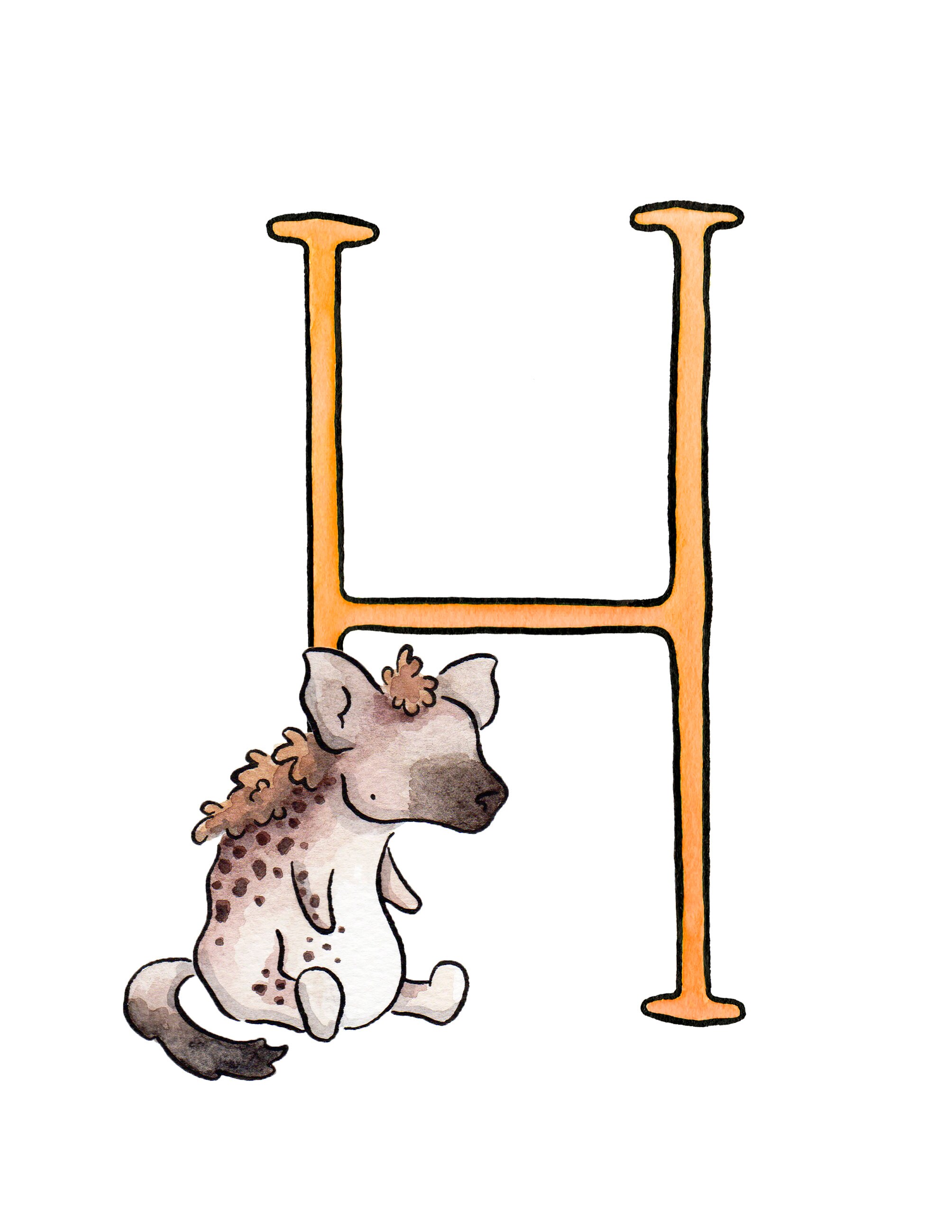 Animal Nursery Art Print Animal Alphabet H is for Hyena | Etsy