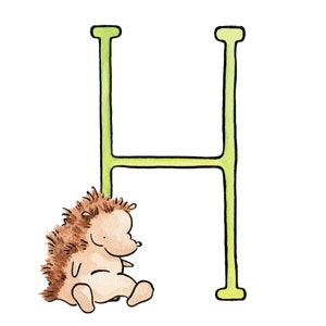 Animal Alphabet, H is for Hedgehog. mounted print, 8x10 Children's Room Decor, Baby gift and naming ceremony. image 2