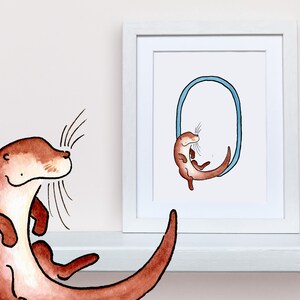 Alphabet animals O is for... Alphabet nursery art, kids illustration print, animal nursery wall décor, kids bedroom UNFRAMED print.