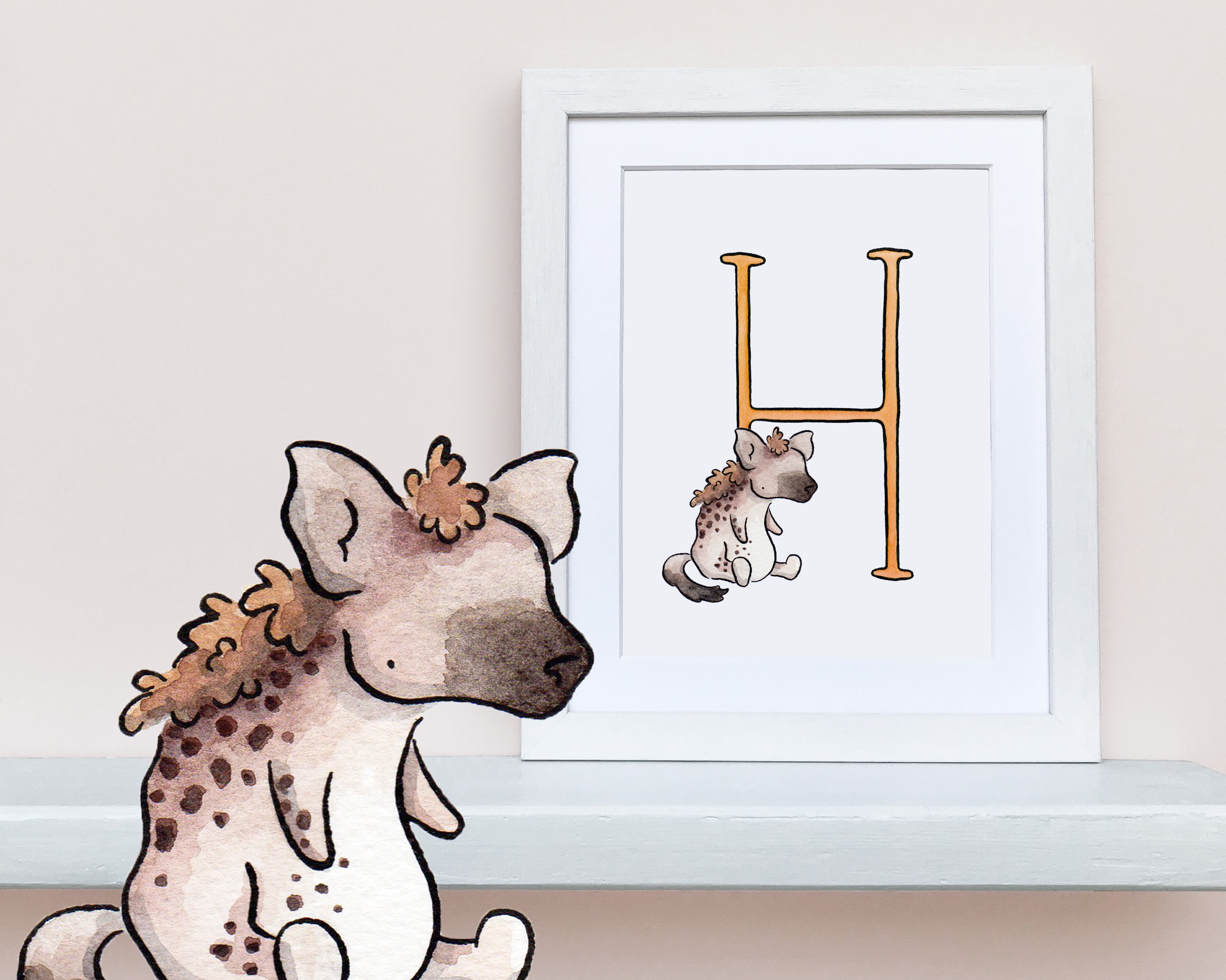 Animal Nursery Art Print Animal Alphabet H is for Hyena | Etsy
