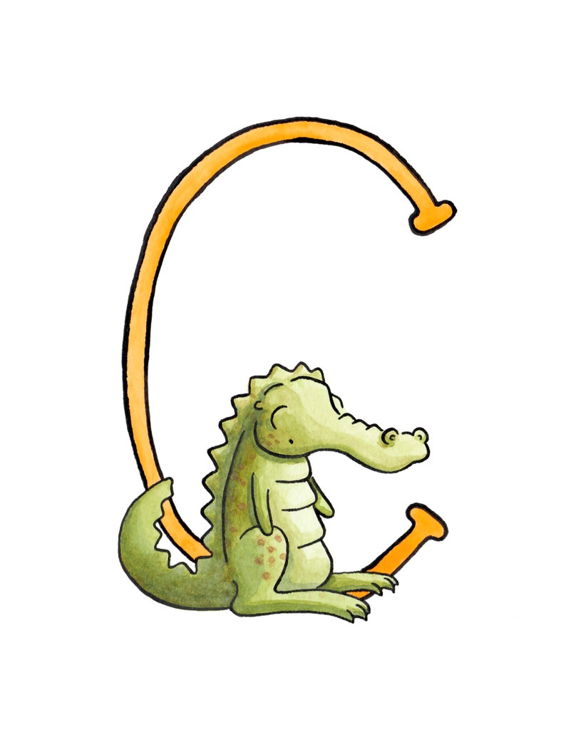 8x10 UNFRAMED print C is for Crocodile personalised nursery wall art Animal Alphabet