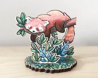 Red Panda Shelfie Friend | Nursery Shelf Decor | Desk Companion | Wooden Ornament