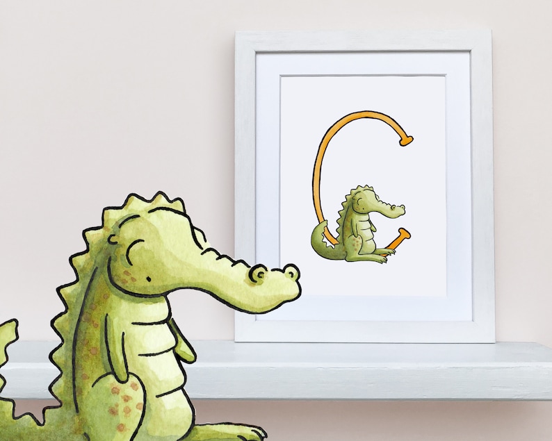 8x10 UNFRAMED print C is for Crocodile personalised nursery wall art Animal Alphabet