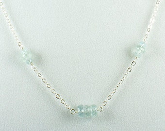 Aquamarine Necklace, Aquamarine and Sterling Silver Necklace, Sterling Silver Necklace, Gemstone Chain, Blue Gemstone Necklace