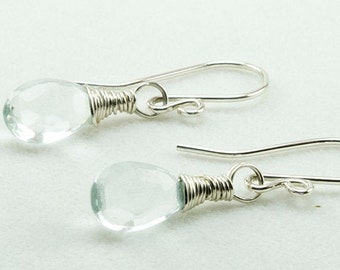 Aquamarine Earrings, Aquamarine and Silver Earrings, Aquamarine Drop Earrings, Simple Modern Earrings, March Birthstone Earrings