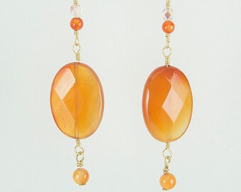 Karneol Ohrringe, baumeln Tropfen Ohrringe, Orange Ohrringe, Karneol Schmuck