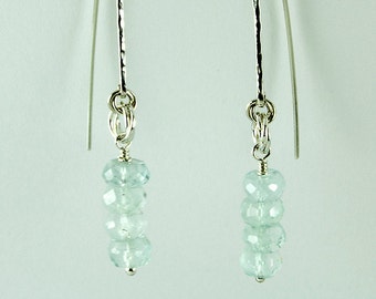 Aquamarine Earrings, Aquamarine and Sterling Silver, Long Earrings, Dangle Earrings, Modern Jewelry