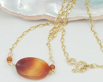 Carnelian Necklace, Orange Necklace, Carnelian Jewelry, Orange Jewelry