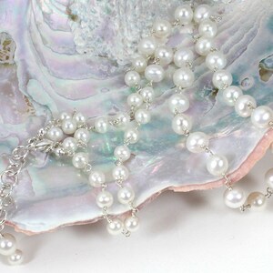 Collier de perles, collier de perles, perles d&#39;eau douce et argent sterling, perles et argent, collier de perles ivoire