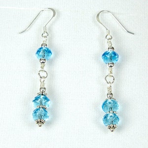 Sterling Silver and Blue Glass Earrings