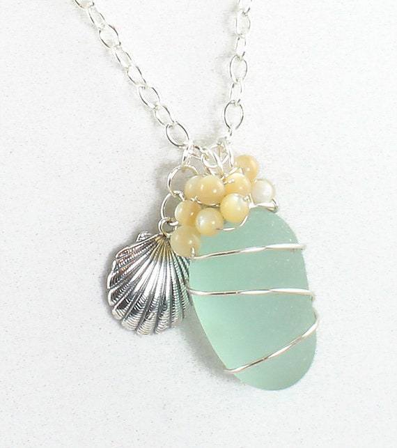 Sea Glass Necklace, Sea Glass Pendant Necklace, Sea Glass Jewelry 