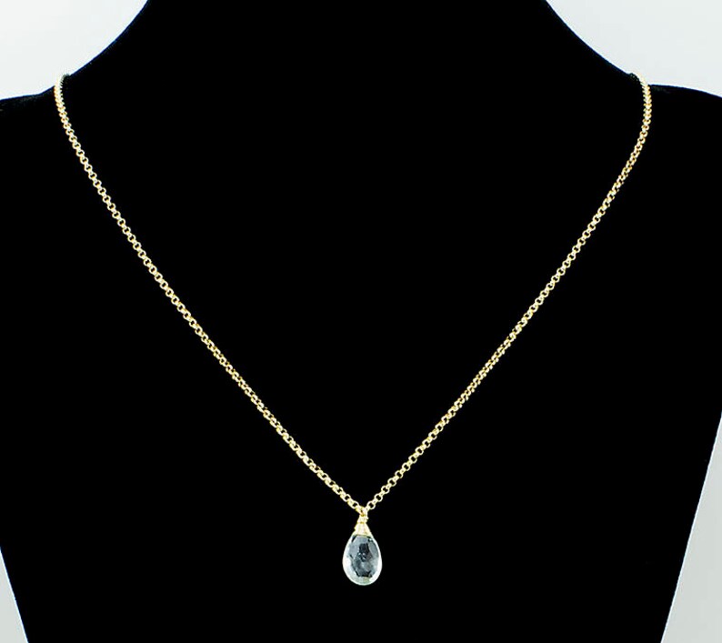 Aquamarine Necklace, Aquamarine Drop Necklace, Aquamarine Minimal Necklace, Aquamarine Pendant, Small Aquamarine Necklace, March Birthstone zdjęcie 3