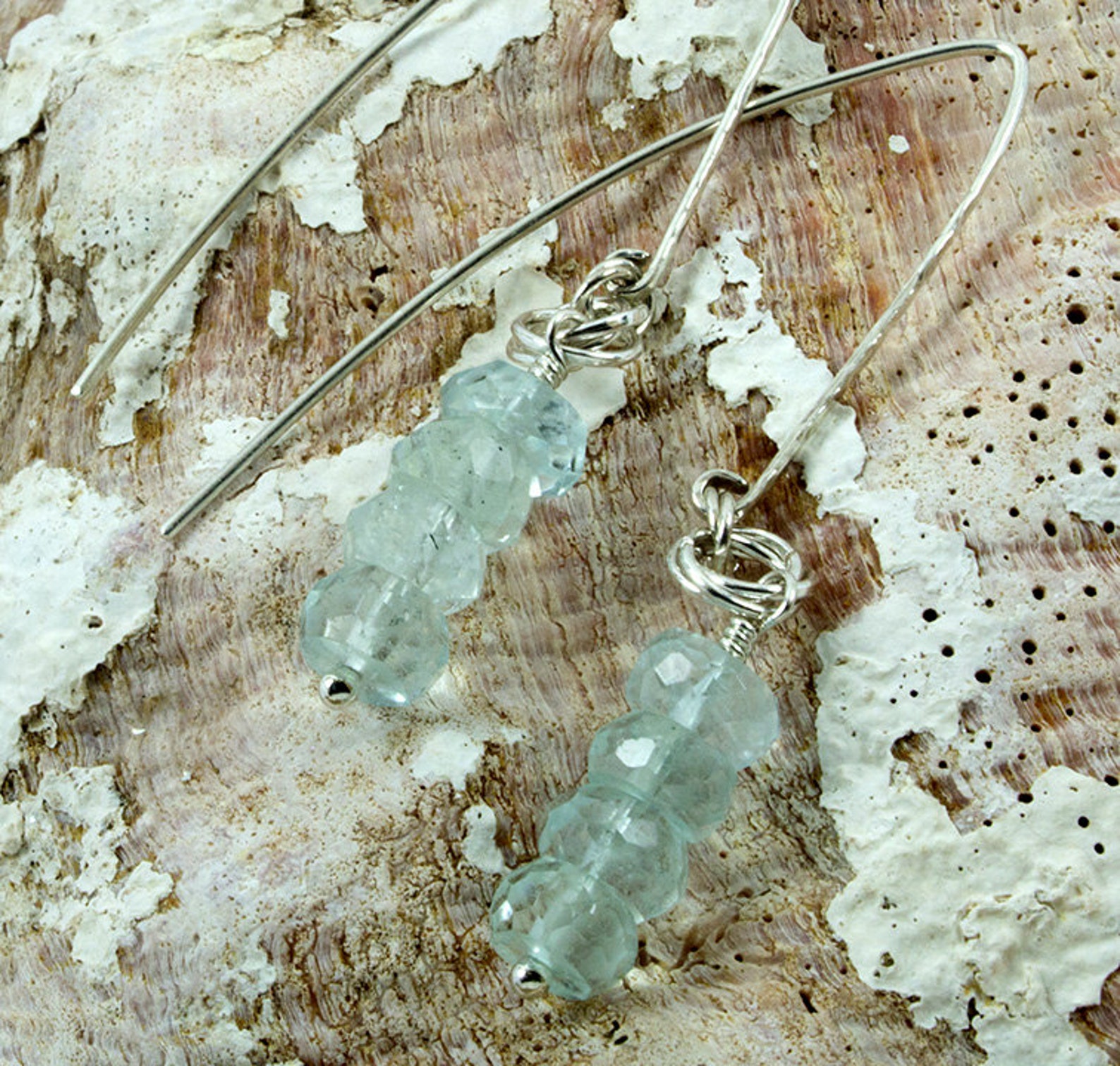 Aquamarine Earrings, Aquamarine and Sterling Silver, Long Earrings