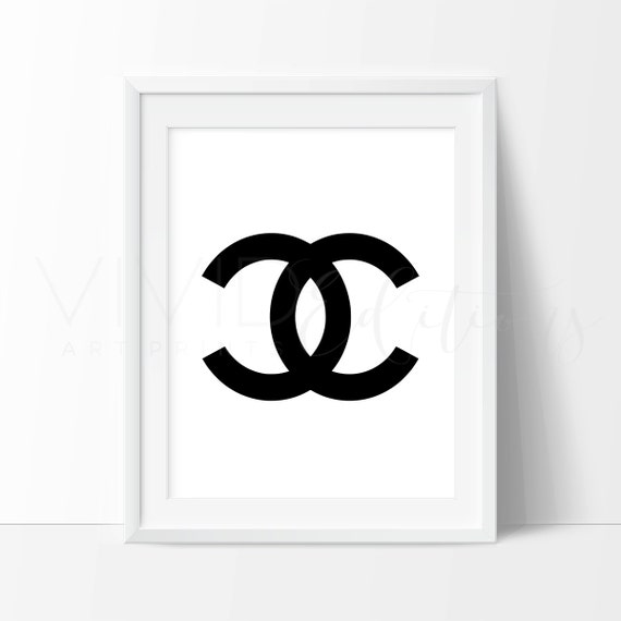 Coco Chanel Logo Print Monogram Fashion Illustration Black | Etsy