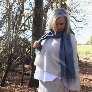 Lovely 100% Linen Scarf - Denim Blue - FREE GIFT