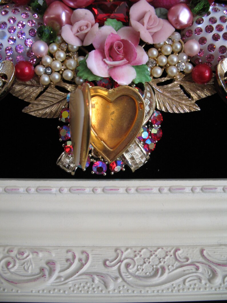 Framed Vintage Jewelry Christmas Tree Valentines Hearts Cupid Etsy