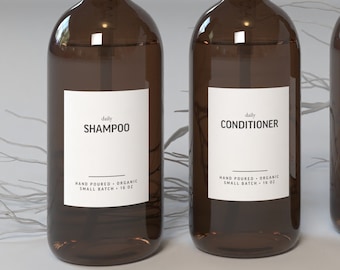 Seifenflaschenetiketten -Shampoo Conditioner Labels / Handseife Waschetikett / Minimalistisch / Körperwäsche Etiketten / Badezimmer Label Wasserfest