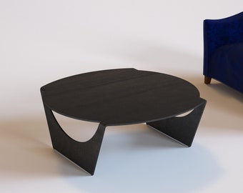 Mid-Century Modern Black Steel Coffee Table